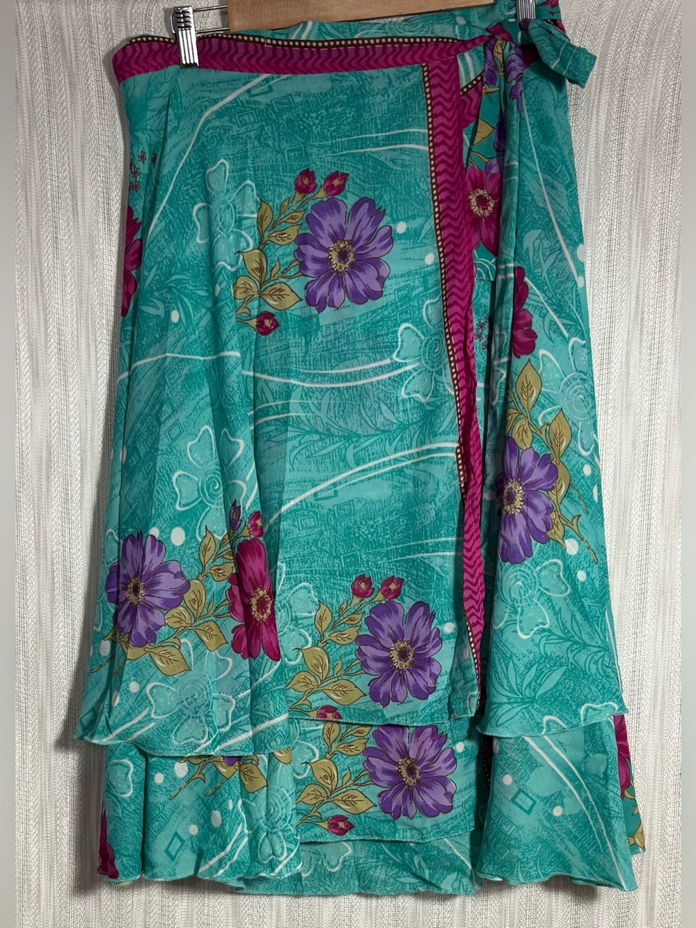 Jovani designs Turquoise Floral Tiered Wrap Skirt